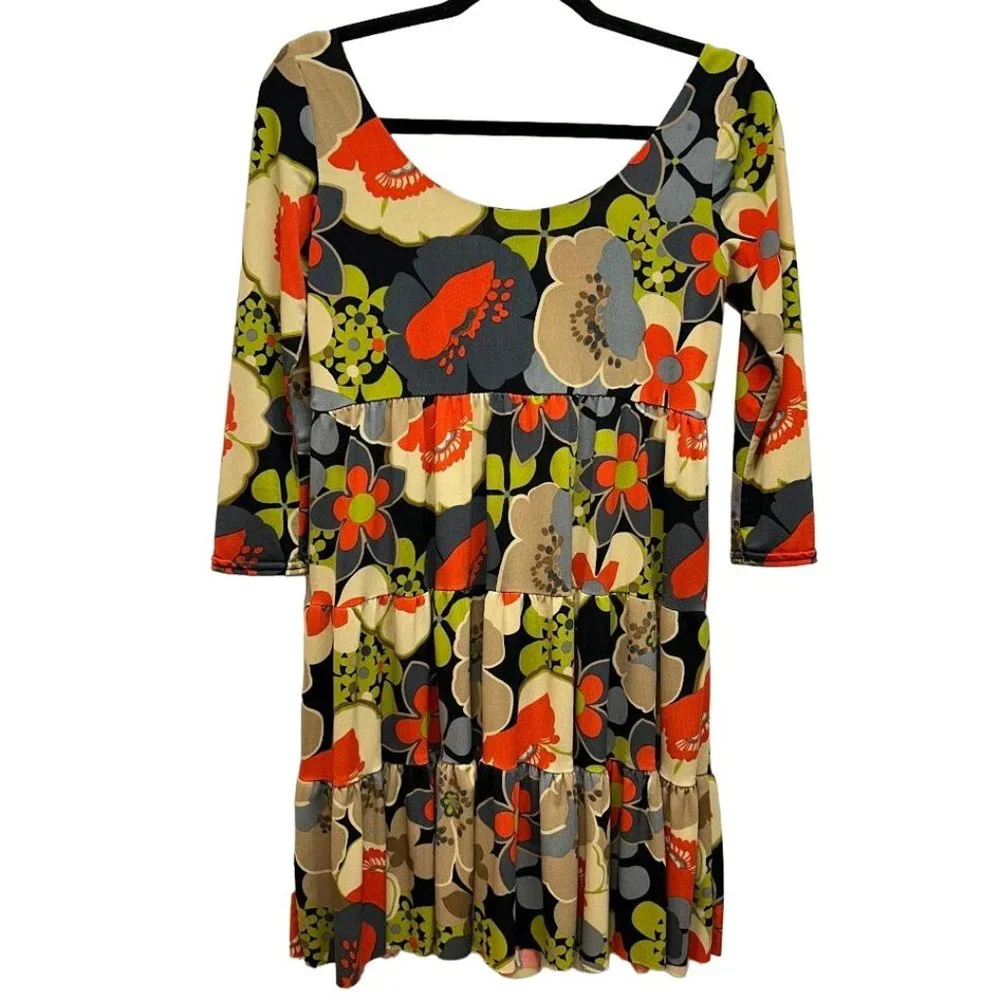 Ivy Jane Uncle Frank Tiered Ruffle‎ Floral Dress Size Small